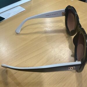 CHANEL Black Frame Sunglasses with White Arms